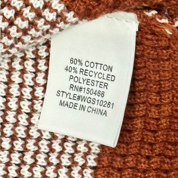Market & Spruce Tawnee Cotton Blend Rust & White Stripe Waffle Sweater - Picture 7 of 7